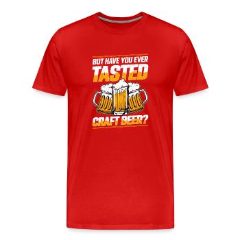 Mais avez-vous déjà goûté à la bière artisanale ? Brasseur H - T-shirt bio Premium Homme - rouge - Devant - Damien (186cm)
