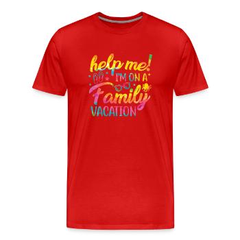 Au secours, je suis en vacances en famille - T-shirt bio Premium Homme - rouge - Devant - Damien (186cm)
