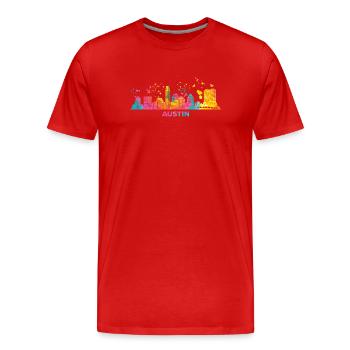 Austinites Watercolor Skyline Austin - Men's Premium Organic T-Shirt - red - Front - Damien (186cm)