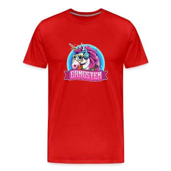 Gangsta Unicorn - Männer Premium Bio T-Shirt - Rot - Vorne - Damien (186cm)