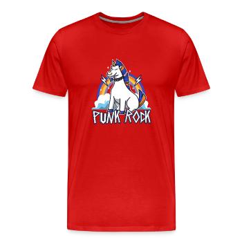 Licorne punk rock - T-shirt bio Premium Homme - rouge - Devant - Damien (186cm)
