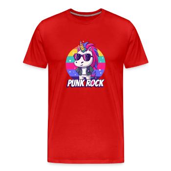 Punk Rock Unicorn - Men's Premium Organic T-Shirt - red - Front - Damien (186cm)