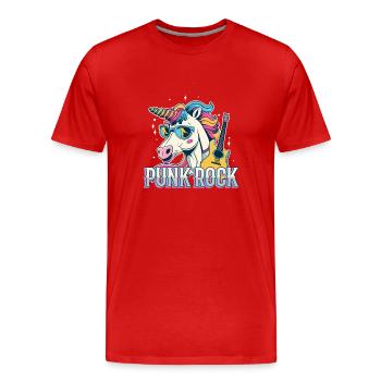 Punk Rock Unicorn - Men's Premium Organic T-Shirt - red - Front - Damien (186cm)