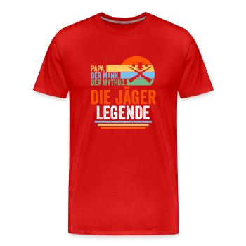 Papa Vater Wildschweinjäger Wildschweinjagd Keiler - Männer Premium Bio T-Shirt - Rot - Vorne - Damien (186cm)