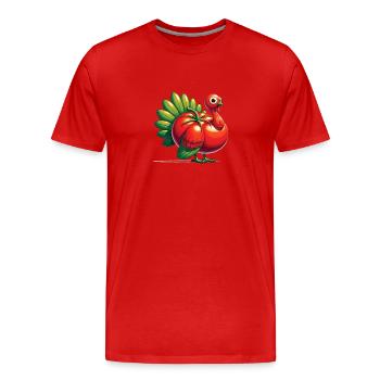 Tomato Turkey Funny Animal Made Of Vegetables - Men's Premium Organic T-Shirt - red - Front - Damien (186cm)
