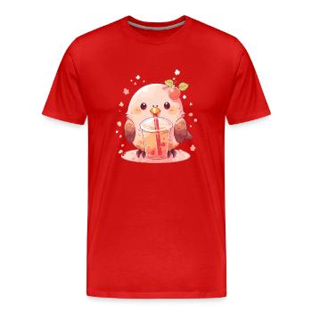 Inséparable kawaii boit Boba Bubble Tea Chibi - T-shirt bio Premium Homme - rouge - Devant - Damien (186cm)