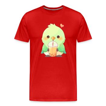 Inséparable kawaii boit Boba Bubble Tea Chibi - T-shirt bio Premium Homme - rouge - Devant - Damien (186cm)