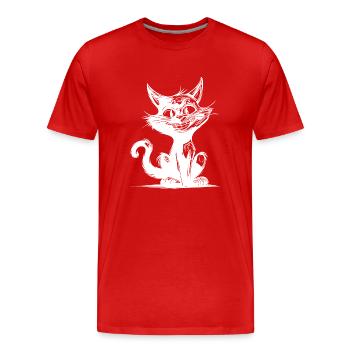 Chat coquin Chat souriant Chat domestique - T-shirt bio Premium Homme - rouge - Devant - Damien (186cm)
