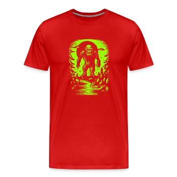 Bigfoot is alive and ain't nice in slime green - Men's Premium Organic T-Shirt - red - Front - Damien (186cm)