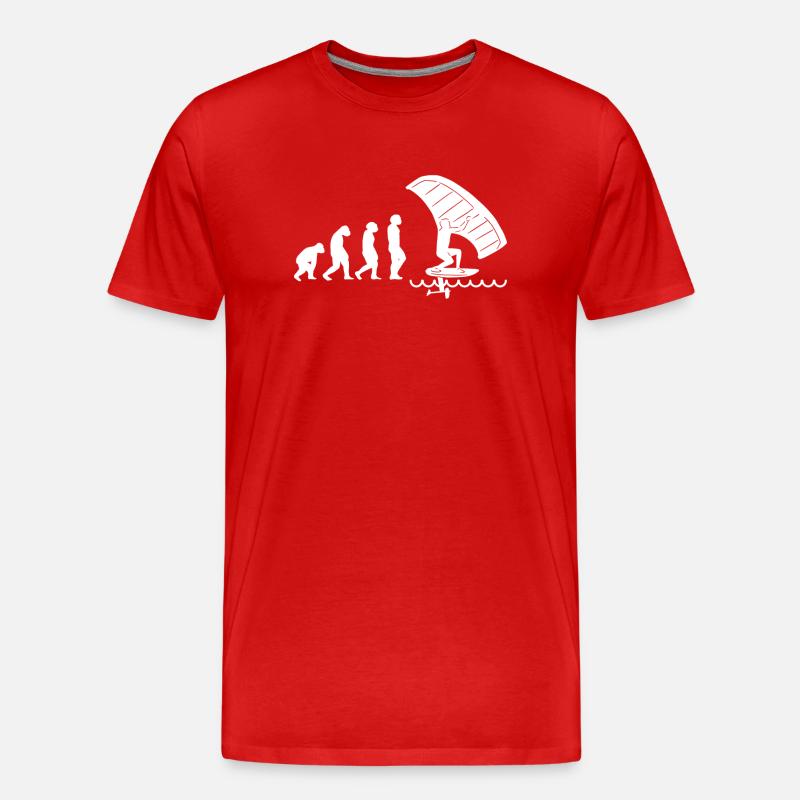 Wingfoil Surfer Wingfoiling Hydrofoil Evolution - T-shirt bio Premium Homme - rouge