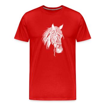 Étalon pur-sang Cheval Dressage Sports équestres - T-shirt bio Premium Homme - rouge - Devant - Damien (186cm)