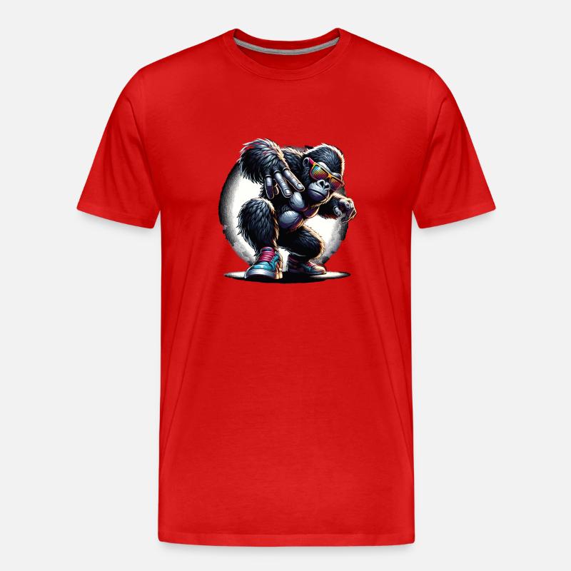 Gorilla mit Sonnenbrille - Männer Premium Bio T-Shirt - Rot