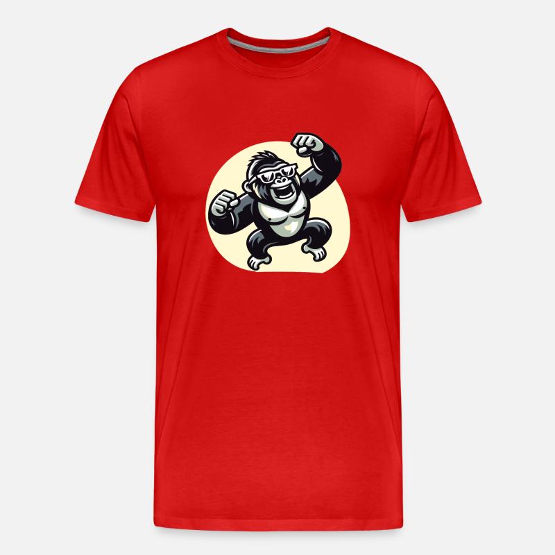 Gorilla mit Sonnenbrille - Männer Premium Bio T-Shirt - Rot