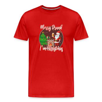 Joyeux saoul, je suis Noël - T-shirt bio Premium Homme - rouge - Devant - Damien (186cm)