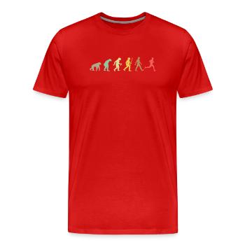 Lauf Retro Running Evolution Funny Runner Marathon - Männer Premium Bio T-Shirt - Rot - Vorne - Damien (186cm)