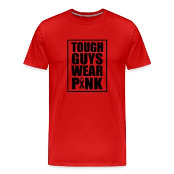 Les durs à cuire portent un ruban rose contre le cancer du sein - T-shirt bio Premium Homme - rouge - Devant - Damien (186cm)
