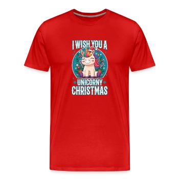 Je vous souhaite un Noël de Licorne - T-shirt bio Premium Homme - rouge - Devant - Damien (186cm)