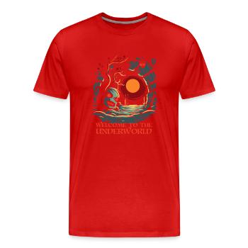 Bienvenue aux Enfers - T-shirt bio Premium Homme - rouge - Devant - Damien (186cm)