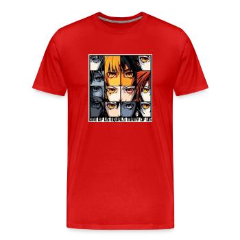 Einer von uns gleich viele von uns, wir sind viele - Männer Premium Bio T-Shirt - Rot - Vorne - Damien (186cm)