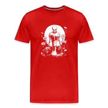Squelette effrayant avec des tournesols - T-shirt bio Premium Homme - rouge - Devant - Damien (186cm)