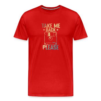 Take me back Please Floppy Disk Retro Storage Module - Men's Premium Organic T-Shirt - red - Front - Damien (186cm)