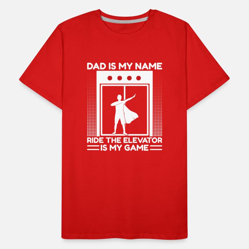 Funny Elevator Mechanic Dad My Name Elevator Game Männer Premium Bio T-Shirt