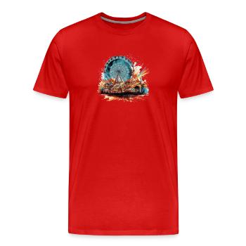 Amusement Park Fair, Fairground, Folk Festival - Men's Premium Organic T-Shirt - red - Front - Damien (186cm)