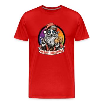 Weihnachtsmann-Hippie - Männer Premium Bio T-Shirt - Rot - Vorne - Damien (186cm)