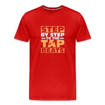 Pas à pas vers les claquettes Tapettes Danseuse de claquettes Claquettes - T-shirt bio Premium Homme - rouge - Devant - Damien (186cm)