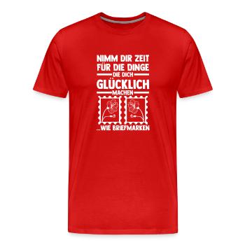 Philatelie Briefmarkensammlung Briefmarkensammler - Männer Premium Bio T-Shirt - Rot - Vorne - Damien (186cm)
