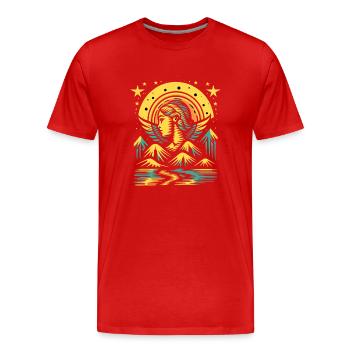 Nature, Montagnes, Rivière et Mère Nature - T-shirt bio Premium Homme - rouge - Devant - Damien (186cm)