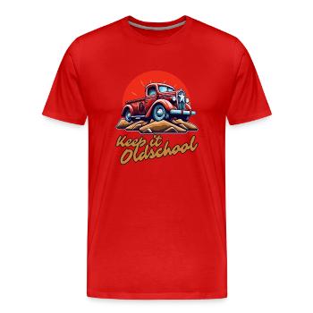 Behalte es altmodisch: Ein Pick-up-Truck - Männer Premium Bio T-Shirt - Rot - Vorne - Damien (186cm)