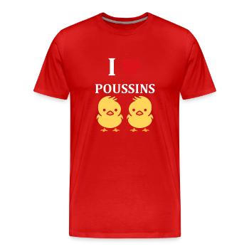 J'aime les poussins - T-shirt bio Premium Homme - rouge - Devant - Damien (186cm)