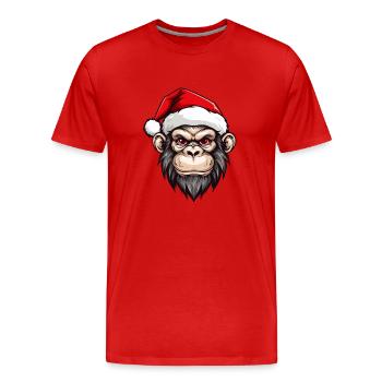 Tête de singe Noël Noël - T-shirt bio Premium Homme - rouge - Devant - Damien (186cm)