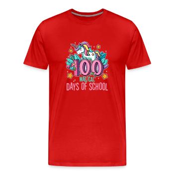 Joyeux 100 jours d'apprentissage magique - T-shirt bio Premium Homme - rouge - Devant - Damien (186cm)