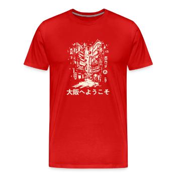 Willkommen in Osaka: Japan Straßenansicht - Männer Premium Bio T-Shirt - Rot - Vorne - Damien (186cm)