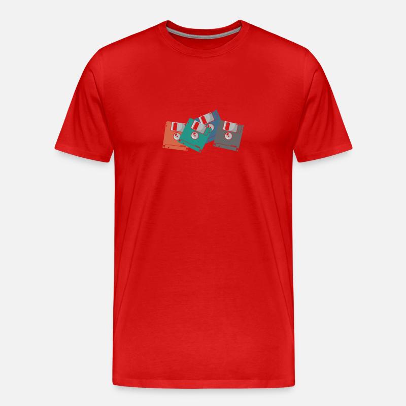 bunte Disketten Retrospeichermodul Datenträger - Männer Premium Bio T-Shirt - Rot