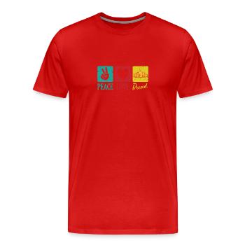 Peace Love Bread Bäcker - Männer Premium Bio T-Shirt - Rot - Vorne - Damien (186cm)