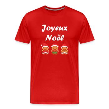 Joyeux noel pain d'épice - T-shirt bio Premium Homme - rouge - Devant - Damien (186cm)