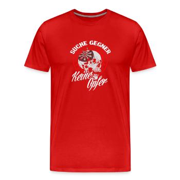 Suche Gegner Keine Opfer Dart Dartspieler - Männer Premium Bio T-Shirt - Rot - Vorne - Damien (186cm)