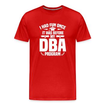 DBA Degree DBA Degree Docteur en commerce - T-shirt bio Premium Homme - rouge - Devant - Damien (186cm)