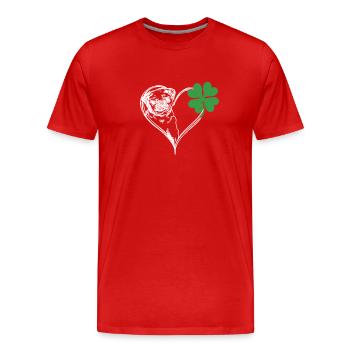 Carlin irlandais visage trèfle - T-shirt bio Premium Homme - rouge - Devant - Damien (186cm)