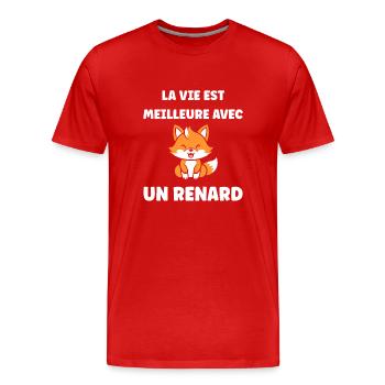 J'aime les renards - T-shirt bio Premium Homme - rouge - Devant - Damien (186cm)