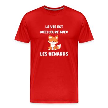 petit renard - T-shirt bio Premium Homme - rouge - Devant - Damien (186cm)