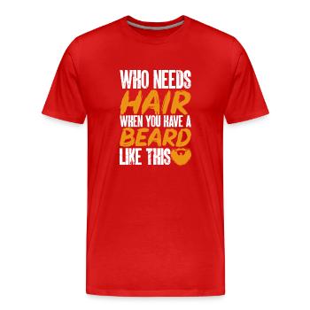 Tête chauve Calvitie Barbe Tête chauve - T-shirt bio Premium Homme - rouge - Devant - Damien (186cm)