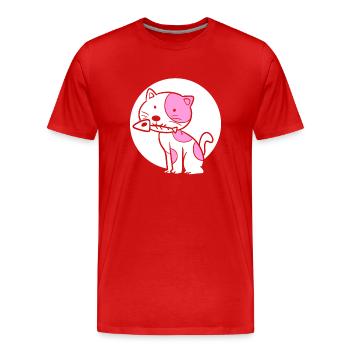 Katzenfischknochen Fischer - Männer Premium Bio T-Shirt - Rot - Vorne - Damien (186cm)