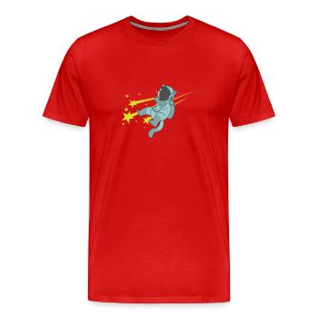Étoiles filantes avec ciel d’astronaute - T-shirt bio Premium Homme - rouge - Devant - Damien (186cm)