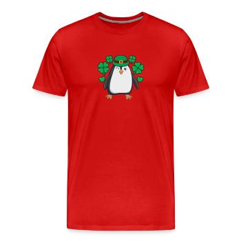 Pingouin irlandais Leprechaun Animal oiseau mignon - T-shirt bio Premium Homme - rouge - Devant - Damien (186cm)