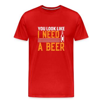 You look like I need a beer - Men's Premium Organic T-Shirt - red - Front - Damien (186cm)
