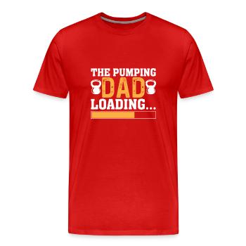 The pumping father loading... - Men's Premium Organic T-Shirt - red - Front - Damien (186cm)